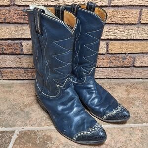 Tony Lama Vintage Size 7.5 Blue Women's Cowboy Boots